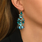Boucles d'oreilles dormeuses longues cristaux  - turquoise Multi turquoise