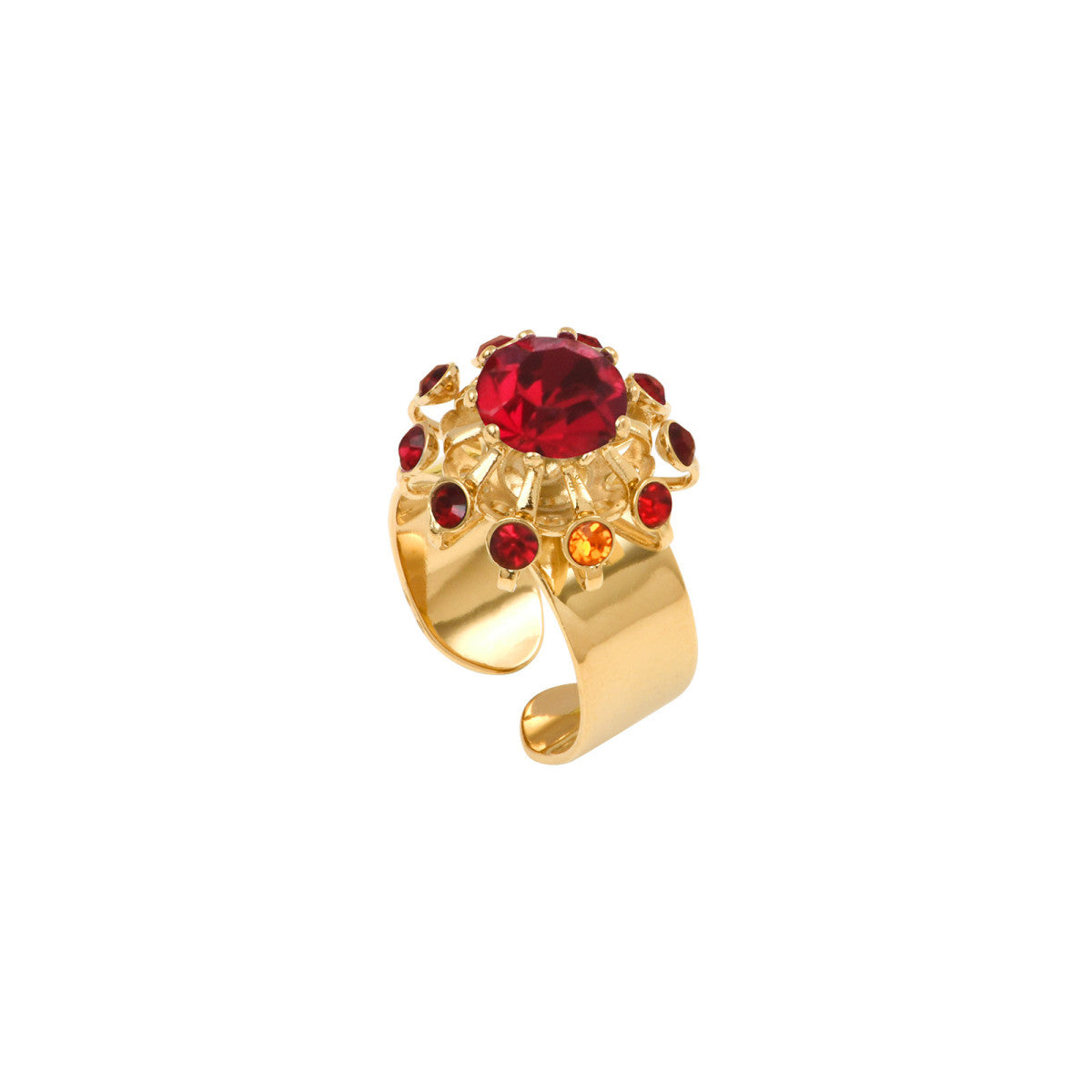 Bague chic cristal  et strass taille M - rouge Multi rouge
