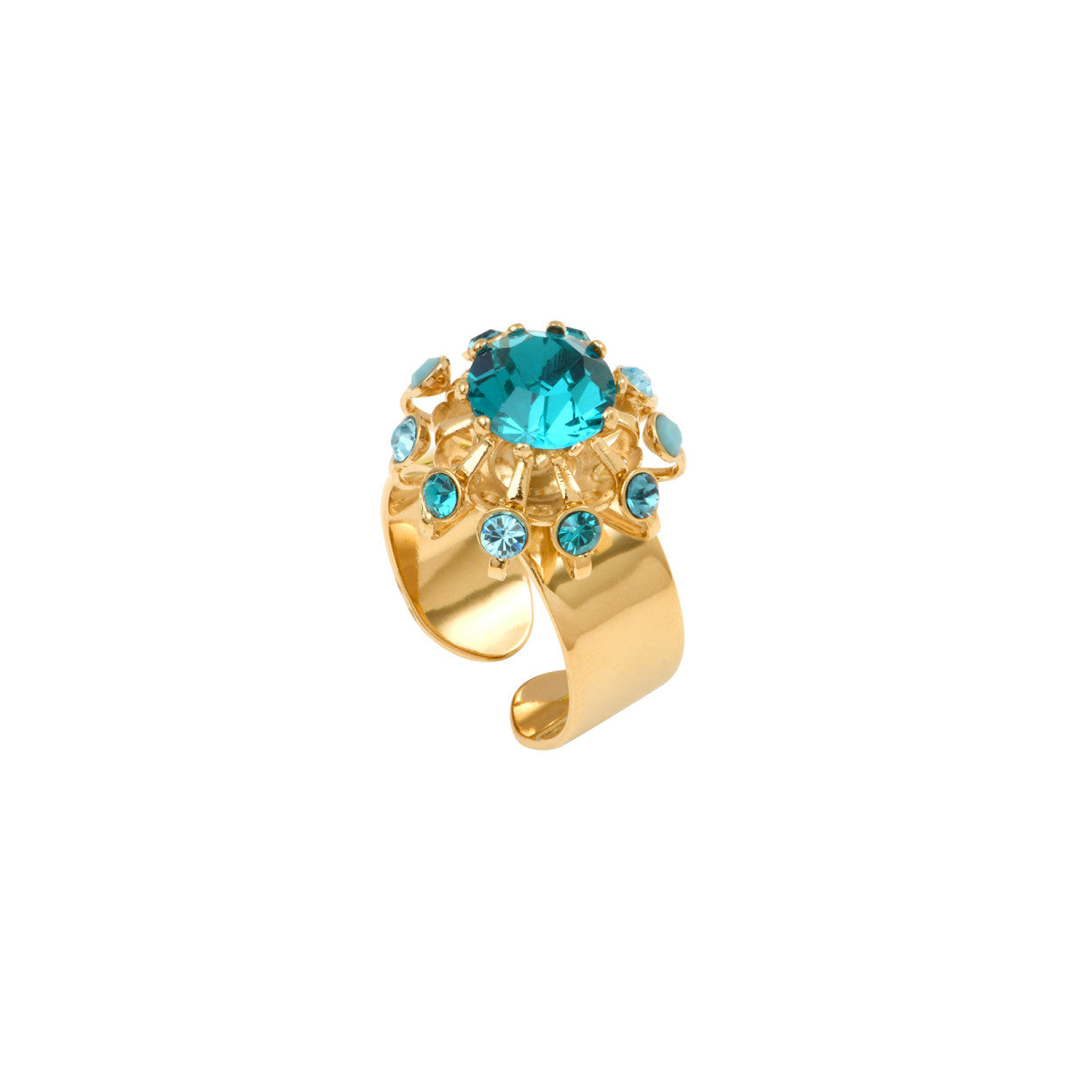 Bague élégante cristal et strass taille M - turquoise Multi turquoise