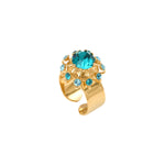Bague élégante cristal et strass taille M - turquoise Multi turquoise