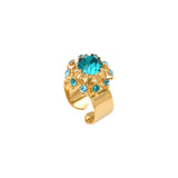 Bague élégante cristal et strass taille M - turquoise Multi turquoise