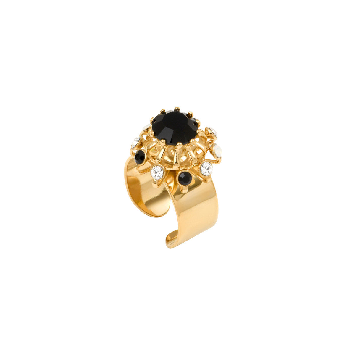 Bague féminine cristal  et strass taille M - noir et blanc Noir blanc