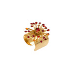 Bague large étincelante cristaux taille M - rouge Multi rouge