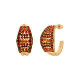 Boucles d'oreilles créoles pavées de cristaux - rouge Multi rouge