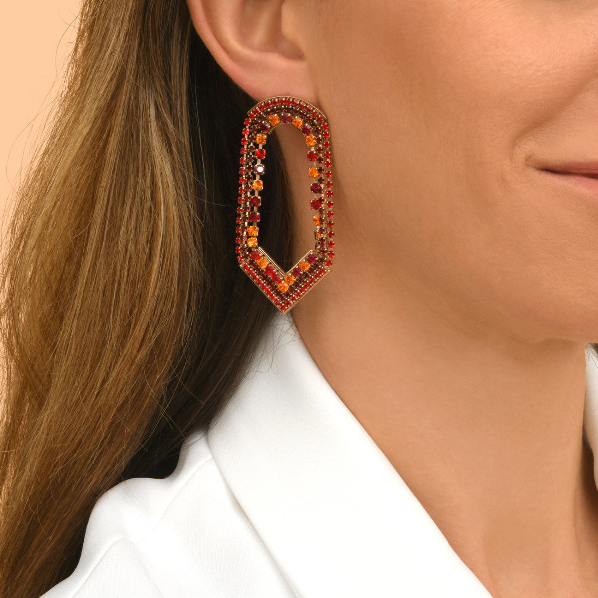 Boucles d'oreilles maxi cristaux Prestige - rouge Multi rouge