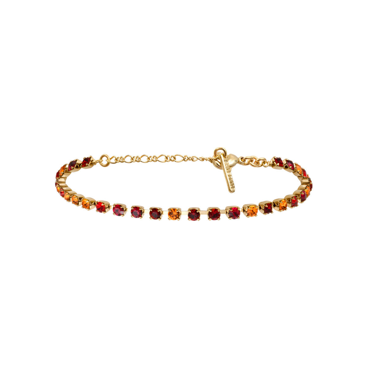 Bracelet chaînette un rang de cristaux Prestige - rouge Multi rouge