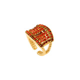 Bague ajustable Precious cristaux Prestige taille M - rouge Multi rouge