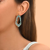 Boucles d'oreilles percées strassées cristaux Prestige - turquoise Turquoise