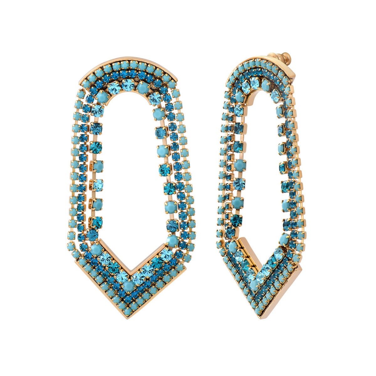 Boucles d'oreilles percées maxi cristaux Prestige - turquoise Turquoise