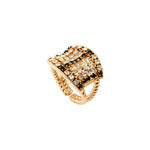 Bague strassée ajustable cristaux Prestige - noir et blanc Noir blanc