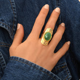 Bague large ajustable Arizona Dream cabochon aventurine - vert Vert
