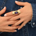 Bague large ajustable Arizona Dream cabochon améthyste - violet Vert violet