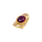Bague large ajustable Arizona Dream cabochon améthyste - violet Vert violet