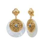 Boucles d'oreilles clips Positano nacre cristaux et cabochon nacré - blanc Nacre blanche