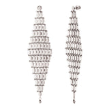 Boucles d'oreilles pendantes XXL Babylone maille bijou hématite grise - argent Argent