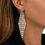 Boucles d'oreilles pendantes XXL Babylone maille bijou hématite grise - argent Argent
