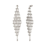 Boucles d'oreilles pendantes Babylone maille bijou hématite grise - argent Argent
