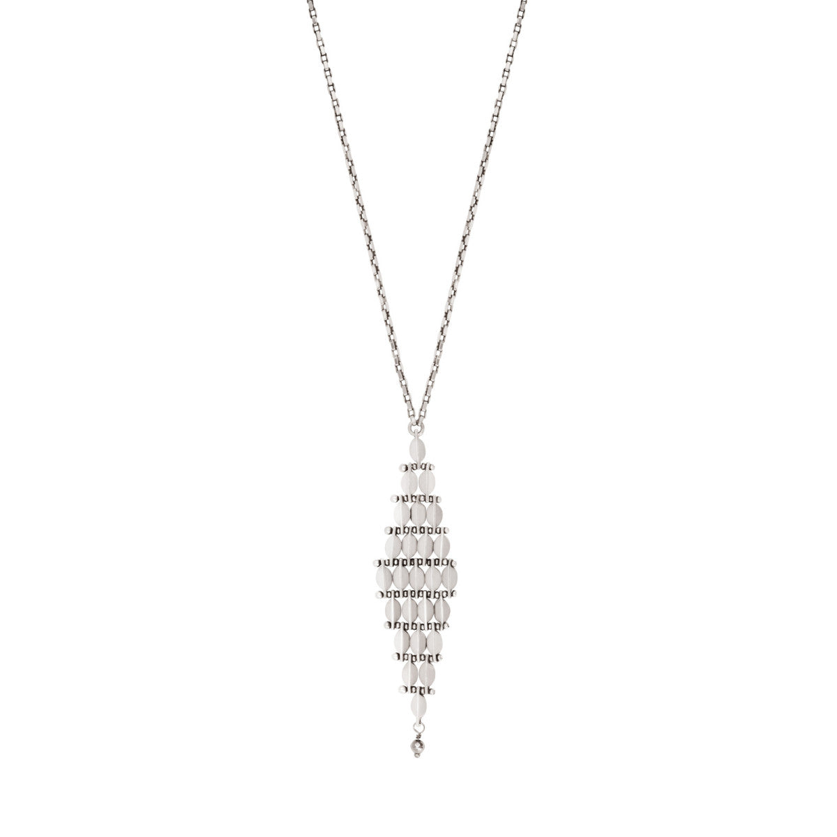Collier pendentif réglable Babylone maille bijou et hématite grise - argent Argent