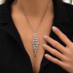 Collier pendentif réglable Babylone maille bijou et hématite grise - argent Argent