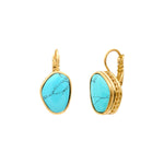 Boucles d'oreilles dormeuses Noto cabochon en turquoise composite - bleu Turquoise