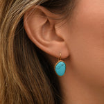 Boucles d'oreilles dormeuses Noto cabochon en turquoise composite - bleu Turquoise