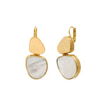 Boucles d'oreilles dormeuses Noto en métal doré et nacre véritable - blanc Nacre