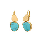Boucles d'oreilles dormeuses Noto en métal doré et turquoise composite - bleu Turquoise