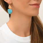 Boucles d'oreilles dormeuses Noto en métal doré et turquoise composite - bleu Turquoise