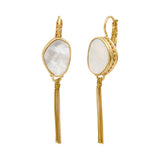 Boucles d'oreilles dormeuses longues Noto cabochon en nacre - blanc Nacre