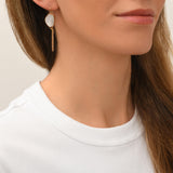 Boucles d'oreilles dormeuses longues Noto cabochon en nacre - blanc Nacre