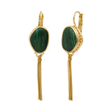 Boucles d'oreilles dormeuses longues Noto cabochon malachite composite - vert Vert