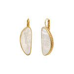 Grandes boucles d'oreilles dormeuses Noto cabochon de nacre - blanc Nacre