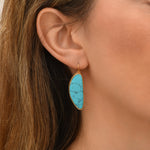 Grandes boucles d'oreilles dormeuses Noto cabochon turquoise composite - bleu Turquoise