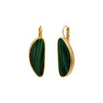 Grandes boucles d'oreilles dormeuses Noto cabochon malachite composite - vert Vert