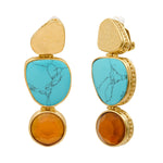 Boucles d'oreilles clips Noto cabochon turquoise et pâte de verre - bleu Turquoise