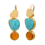 Boucles d'oreilles dormeuses Noto cabochon turquoise et pâte de verre - bleu Turquoise