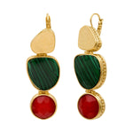 Boucles d'oreilles dormeuses Noto cabochon malachite et pâte de verre - bleu Vert