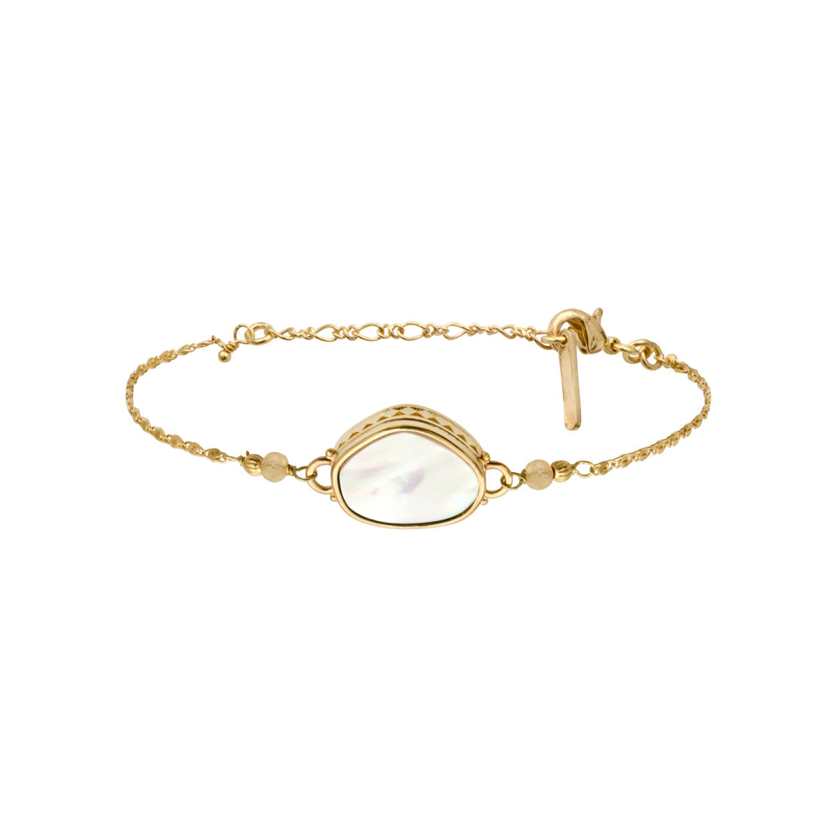 Bracelet fin réglable Noto cabochon nacre - blanc Nacre