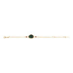 Bracelet fin réglable Noto cabochon en malachite composite et grenats - vert Vert