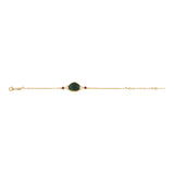 Bracelet fin réglable Noto cabochon en malachite composite et grenats - vert Vert