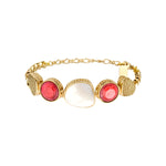 Bracelet réglable Noto en métal doré et cabochons colorés - blanc Nacre