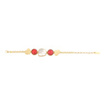 Bracelet réglable Noto en métal doré et cabochons colorés - blanc Nacre