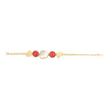 Bracelet réglable Noto en métal doré et cabochons colorés - blanc Nacre