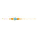 Bracelet réglable Noto en métal doré et cabochons colorés - bleu Turquoise