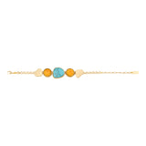 Bracelet réglable Noto en métal doré et cabochons colorés - bleu Turquoise