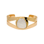 Bracelet manchette Noto en métal doré et cabochon nacre - blanc Nacre