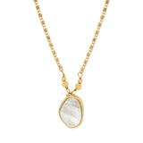 Collier pendentif Noto en métal doré nacre et citrine - blanc Nacre