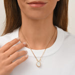 Collier pendentif Noto en métal doré nacre et citrine - blanc Nacre