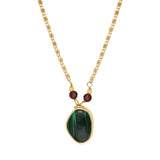 Collier pendentif Noto en métal doré malachite composite  et grenat - vert Vert