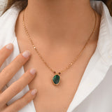 Collier pendentif Noto en métal doré malachite composite  et grenat - vert Vert